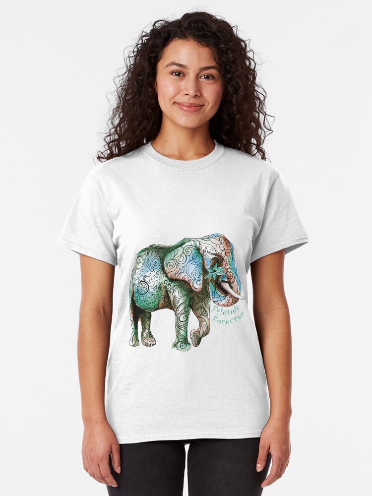 Alternate view of Kristins Flower of Friendship Elephant (green) Classic T-Shirt