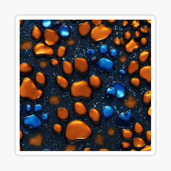 3D Blue and Orange Glitter Dog Pawprint Sticker