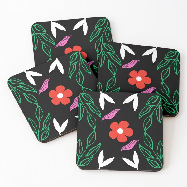 Item preview, Leave and floral hand drawn art on black background  designed and sold by Giree07.