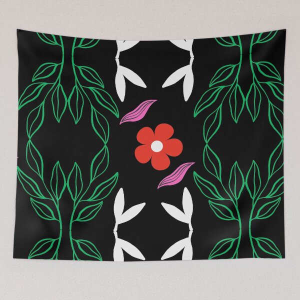 Item preview, Leave and floral hand drawn art on black background  designed and sold by Giree07.