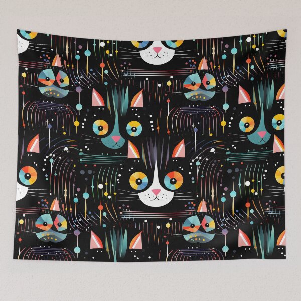 Item preview, Adorable Cat Artistry Seamless Pattern designed and sold by AlienSkinEyes.