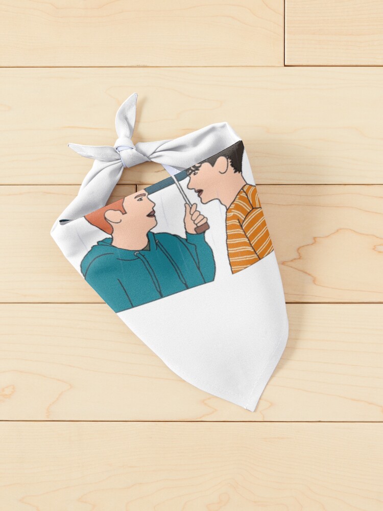 Thumbnail 2 of 6, Pet Bandana, Heartstopper Nick & Charlie talking under the rain under before kissing designed and sold by xiape.