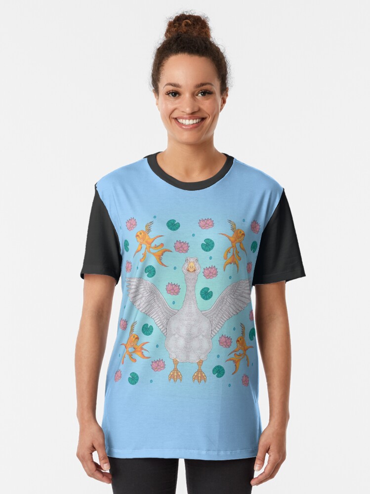 Alternate view of White Goose: Front View Graphic T-Shirt