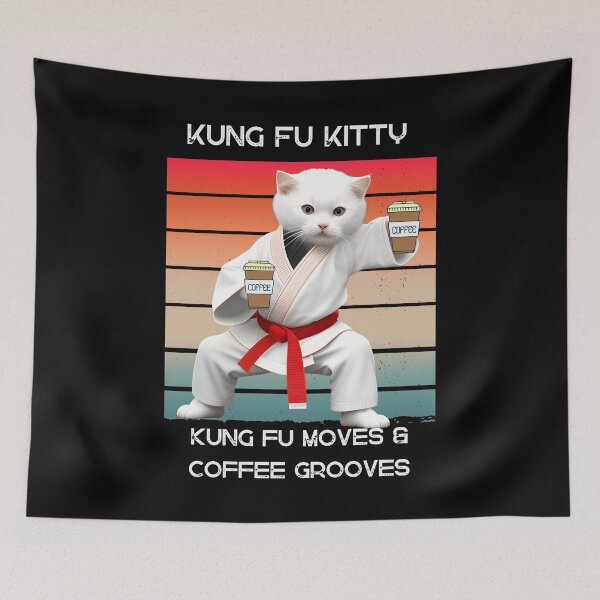 Item preview, Kung Fu Kitty! Kung Fu Moves and Coffee Grooves. designed and sold by CuteCatsCoffee.