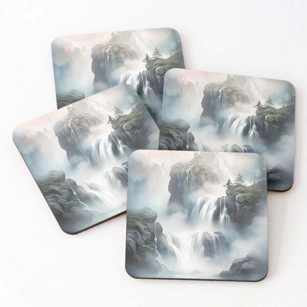 Item preview, Waterfall Dreamscape | Watercolor Landscape Canvas designed and sold by Shirtastically.