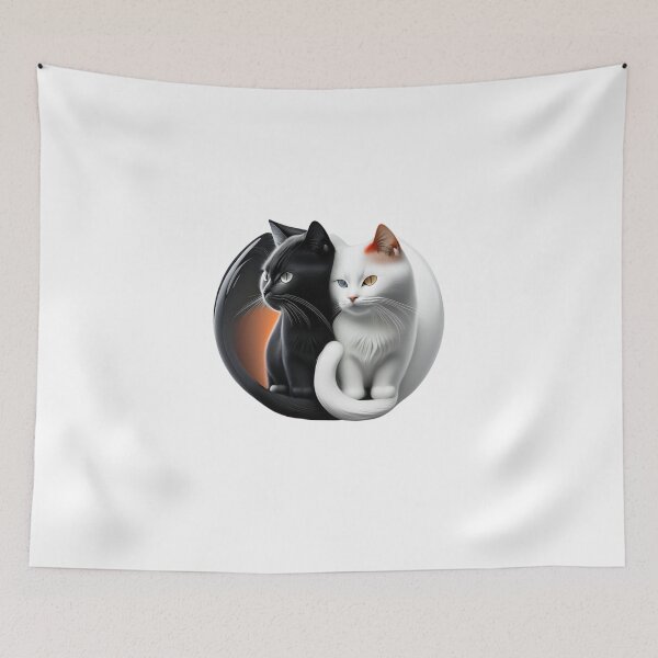 Artikelvorschau, Ying Yang Katzen Schwarz & Weiß entworfen und verkauft von ByAllyAlly.