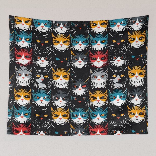 Item preview, Adorable Cat Artistry Seamless Pattern designed and sold by AlienSkinEyes.