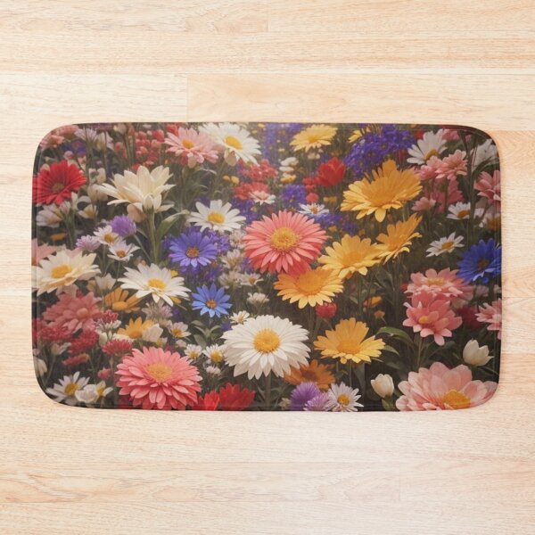 Item preview, colorful flowers with mountains in the background designed and sold by mikaws.
