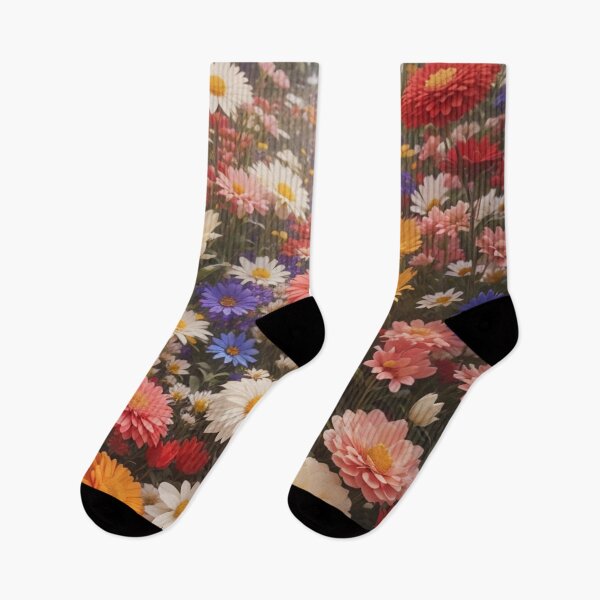 Item preview, colorful flowers with mountains in the background designed and sold by mikaws.