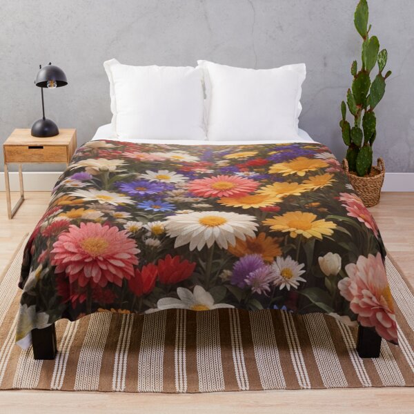 Item preview, colorful flowers with mountains in the background designed and sold by mikaws.