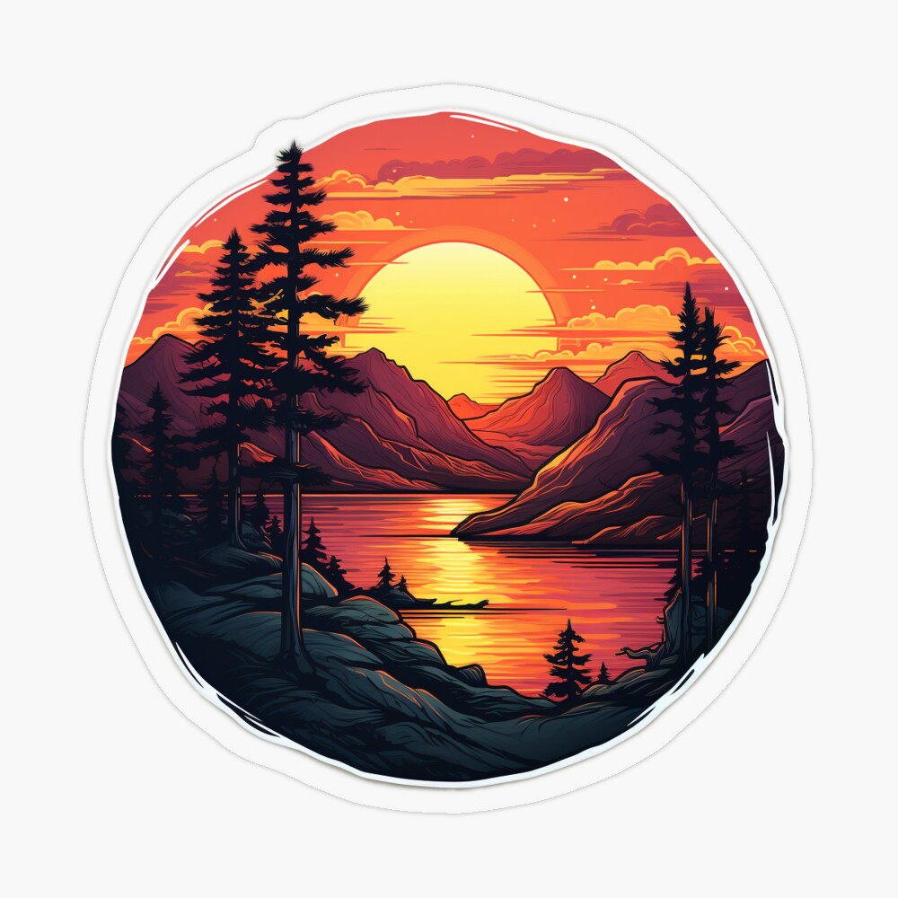 Yoga In Sunset Circle Sticker - U.S. Custom Stickers