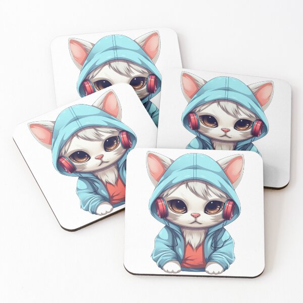 Item preview, Cat Wearing Headphones & Hoodie designed and sold by vasetti-press.