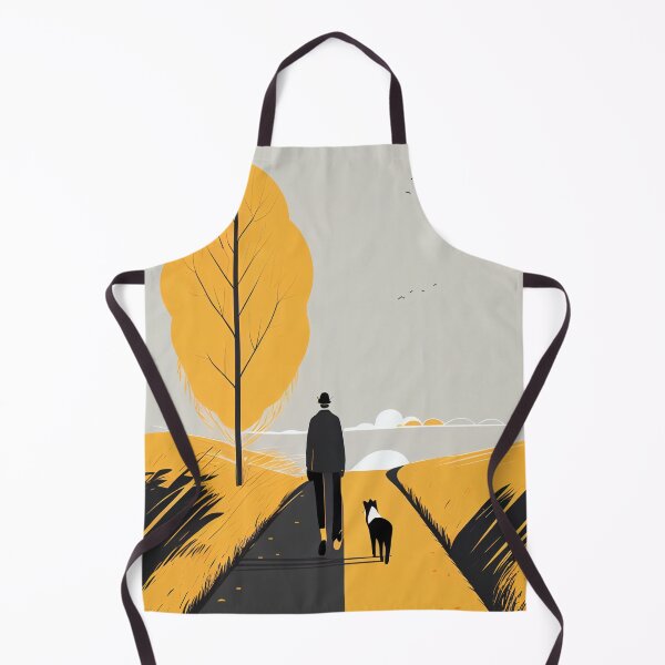 Item preview, Man and dog walk on the countryside road designed and sold by JadesignFang.