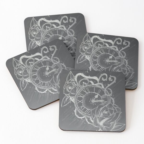 Item preview, Negative sketch clock with roses and brambles designed and sold by LecarnetdeLeo.