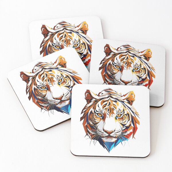 Item preview, Vibrant Majesty: Colorful Vector Tiger Portrait designed and sold by ArtShedUK.