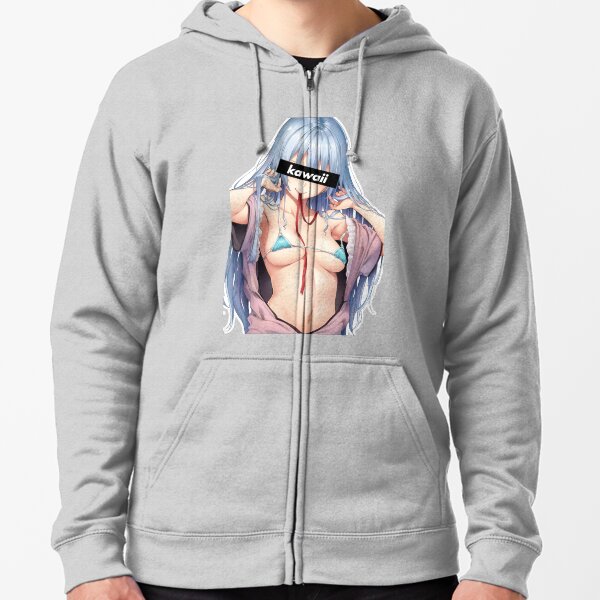 Kawaii Hentai Anime Girl Veste zippée à capuche
