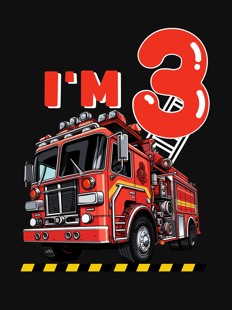 T-shirt essentiel for Sale avec l'œuvre « Pompier 3e anniversaire garçon  Camion de pompier pour enfants 3 ans garçon tout-petit » de l'artiste  Sasikharn