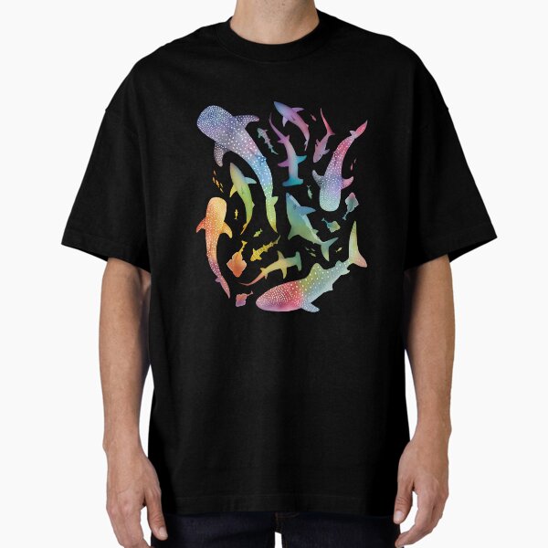 Item preview, Rainbow shark ocean on black designed and sold by adenaJ.