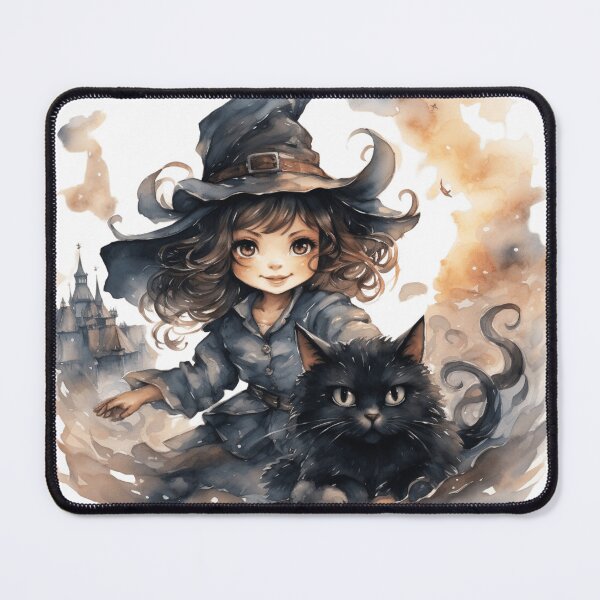 Item preview, halloween little witch and flying cat designed and sold by Ps_ Studio21.