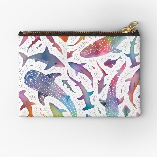 Vista previa del artículo con la obra «Océano de tiburón arco iris en blanco», diseñado y vendido por adenaJ.