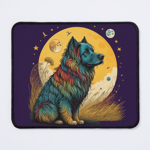 Item preview, hairy colorful dog with moon Mouse Pads designed and sold by fowzi shokri.