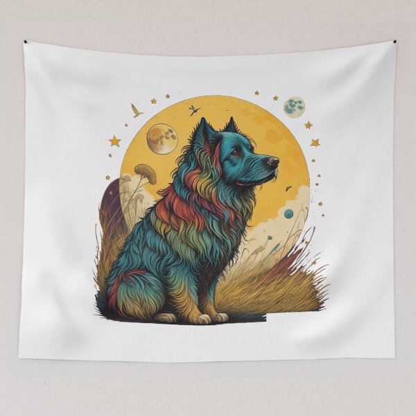 Item preview, hairy colorful dog with moon Mouse Pads designed and sold by fowzi shokri.