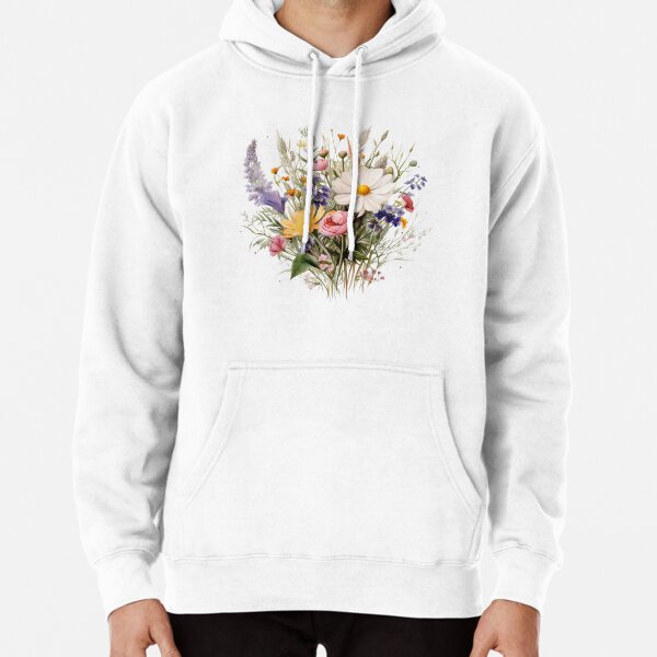 Sweat à Capuche Motif Bouquet De Fleurs Sauvages – Design Botanique, Coupe Classique – Unisexe