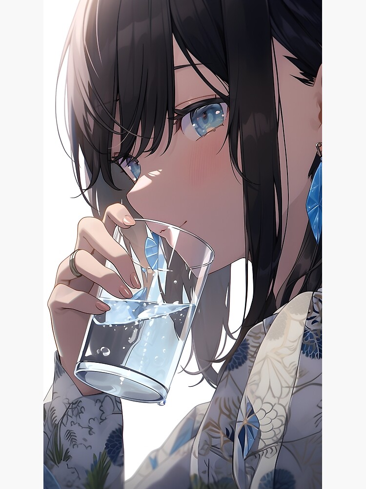 AnimeInspired Scene Refreshing Moment of a Character Drinking Water | MUSE  AI