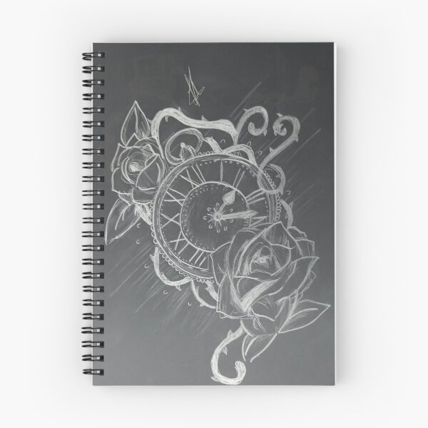 Item preview, Negative sketch clock with roses and brambles designed and sold by LecarnetdeLeo.