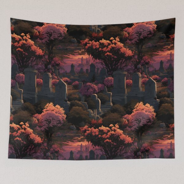 Item preview, Gothic Cemetery Gravestones and Flowers Pattern designed and sold by SchorlCraft.