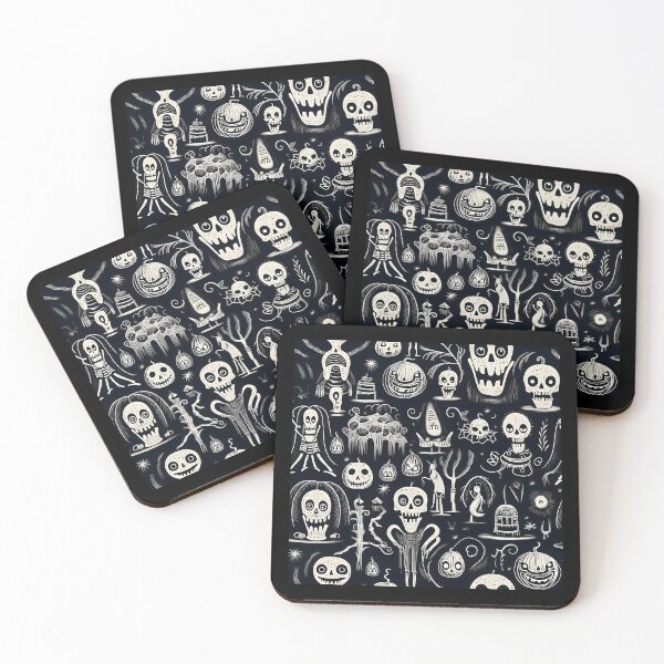 Item preview, Vintage Spooky Halloween Icons: Black and White Design Collection designed and sold by trendyzcom.