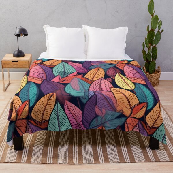 Item preview, Autumn Enchantment - Amber, Pastel Green, and Purple Leaves Pattern designed and sold by trendyzcom.