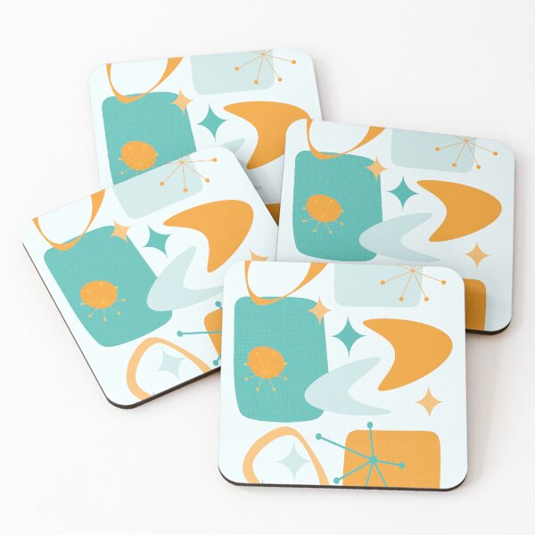 Item preview, Mid Century Atomic Abstract 15 Aqua, Orange designed and sold by trdstudio.