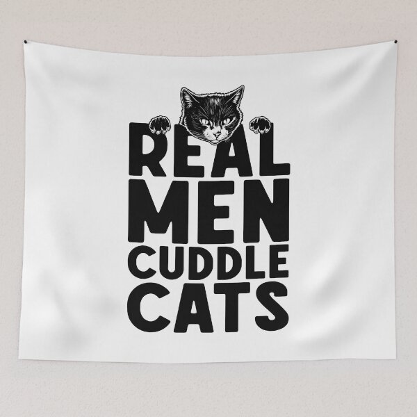 Item preview, Real Men Cuddle Cats Owner Father's Day Funny Quote Man designed and sold by GrandeDuc.