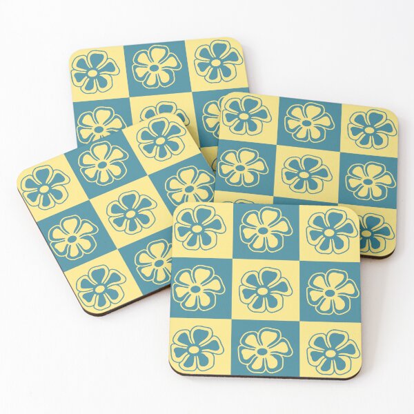 Item preview, Yellow and Blue Flower Checkers | Artwork by Julia Healy designed and sold by Julia Healy.