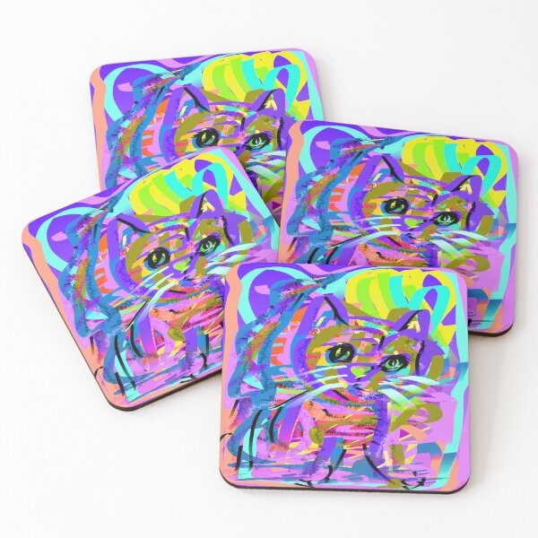 Item preview, Purple Cat Abstract Drawing, Lines Geometric Animal designed and sold by Tanya Zevallos.