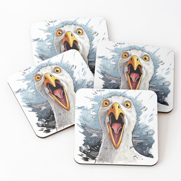 Item preview, humorous illustration with crazy crying seagull designed and sold by Capictures.