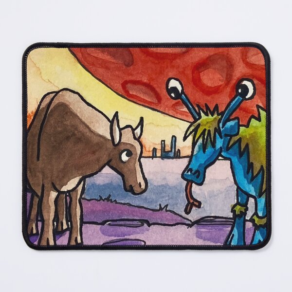 Item preview, Cow Meets Alien Cow designed and sold by Katie Atkin.
