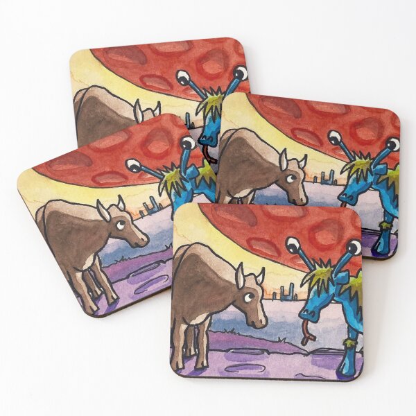 Item preview, Cow Meets Alien Cow designed and sold by Katie Atkin.