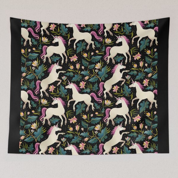 Item preview, Dancing Unicorns In The Garden Fantasy Tapestry Pattern designed and sold by BunnyThePainter.
