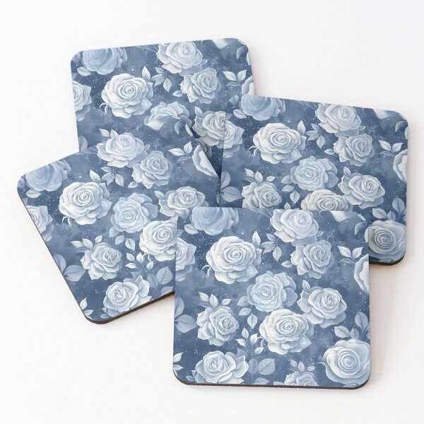 Item preview, Celestial Elegance: White Roses in the Blue Universe designed and sold by SweetRepeat.