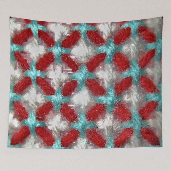 Item preview, Red White and Turquoise Yarn Art designed and sold by Scott and Mary Schneider art_photography.