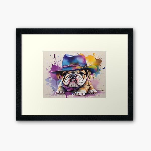 Item preview, Bulldog Pup Artwork With A Cowboy Hat designed and sold by Wolfheartart.