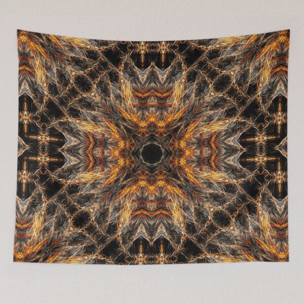 Item preview, rust-coloured shaggy threads emblem on black designed and sold by effervescence.