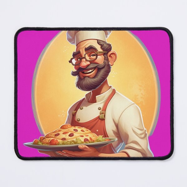 Item preview, Animated Fit Uniformed Chef Holding a Covered Plate designed and sold by InkDazzle.