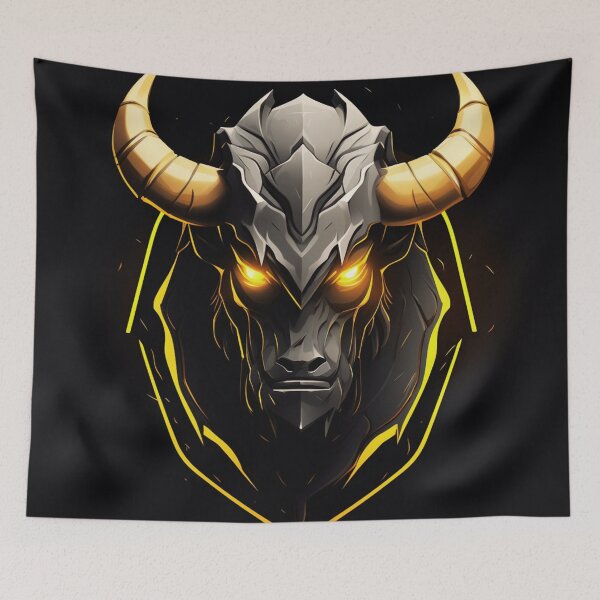 Item preview, Fiery Bull Face Art - Unique Redbubble Design designed and sold by JojoArtEvo.