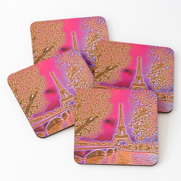 Item preview, The Eiffel Tower, Paris, Neon Peach, Travel Poster - France's Structural Masterpiece Known as 'The Symbol of Love' designed and sold by studioSharonKay.