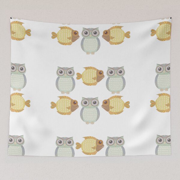 Item preview, Owls Three and Fish Three designed and sold by Jean Gregory Evans.