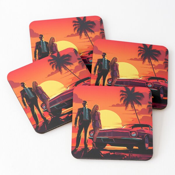 Item preview, Classic Car Caper in Miami Vice Sunset Mobster, Blonde & Luxury Life designed and sold by Bored Elon.