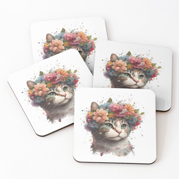 Item preview, cat wearing flower crown designed and sold by thaworn-kdt.
